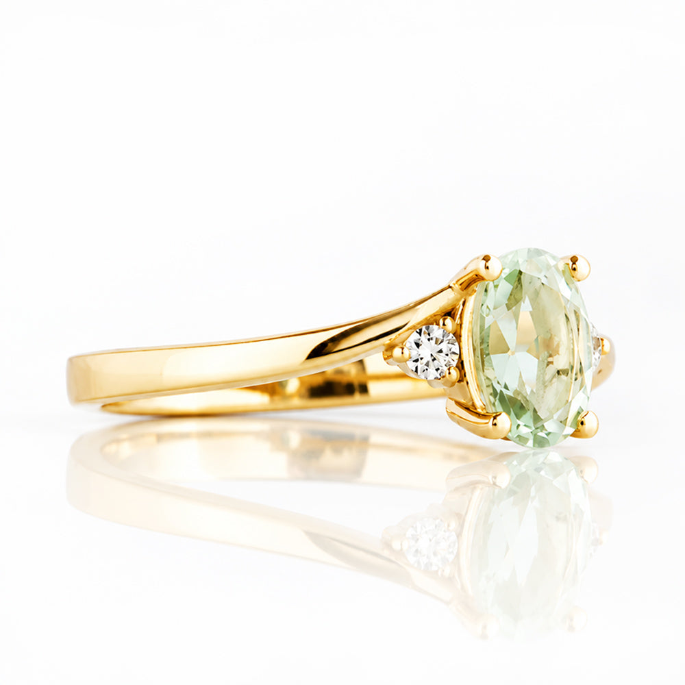 Georgie, a Prasiolite and Diamond Trilogy Ring - Victoria's Jewellery