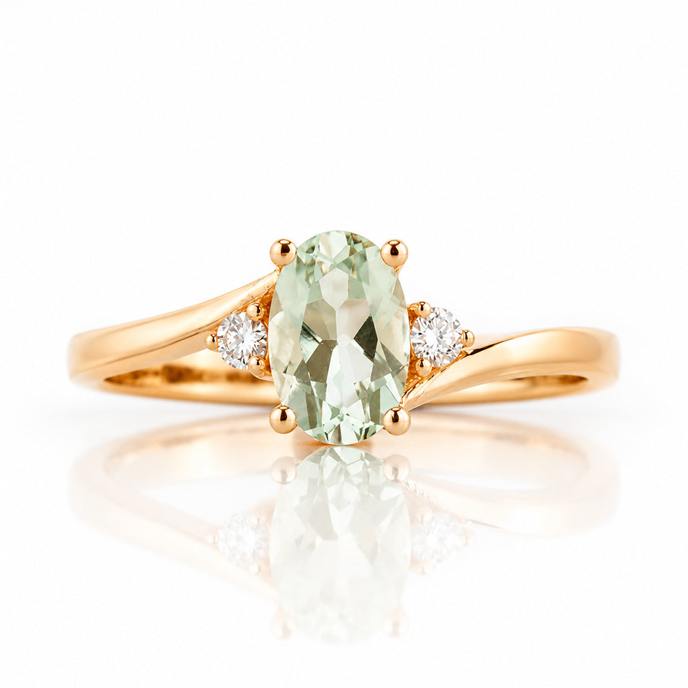 Georgie, a Prasiolite and Diamond Trilogy Ring - Victoria's Jewellery