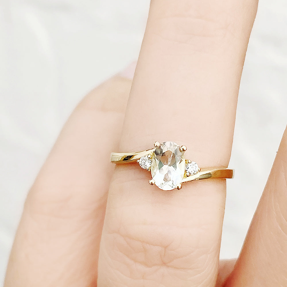 Georgie, a Prasiolite and Diamond Trilogy Ring - Victoria's Jewellery
