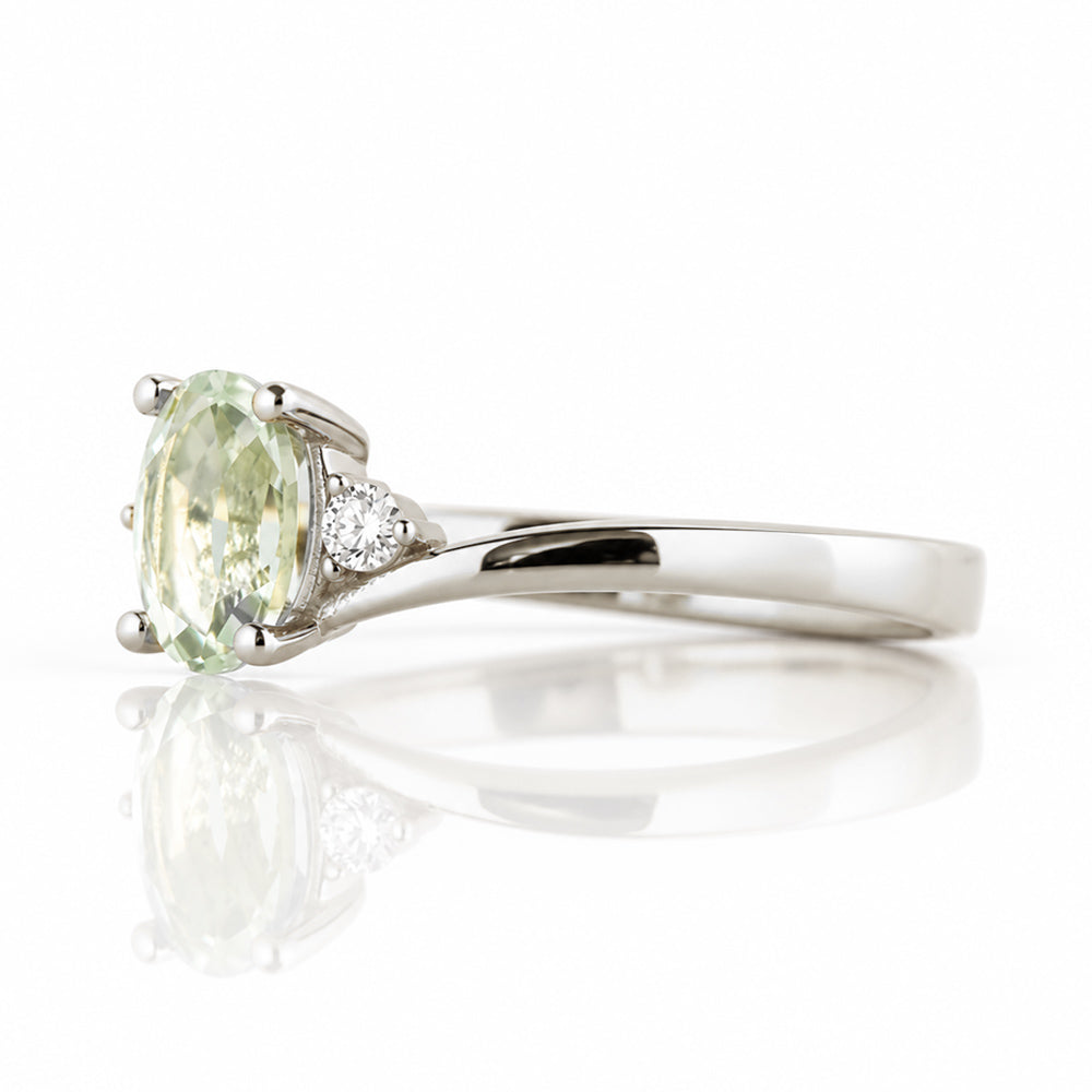 Georgie, a Prasiolite and Diamond Trilogy Ring - Victoria's Jewellery