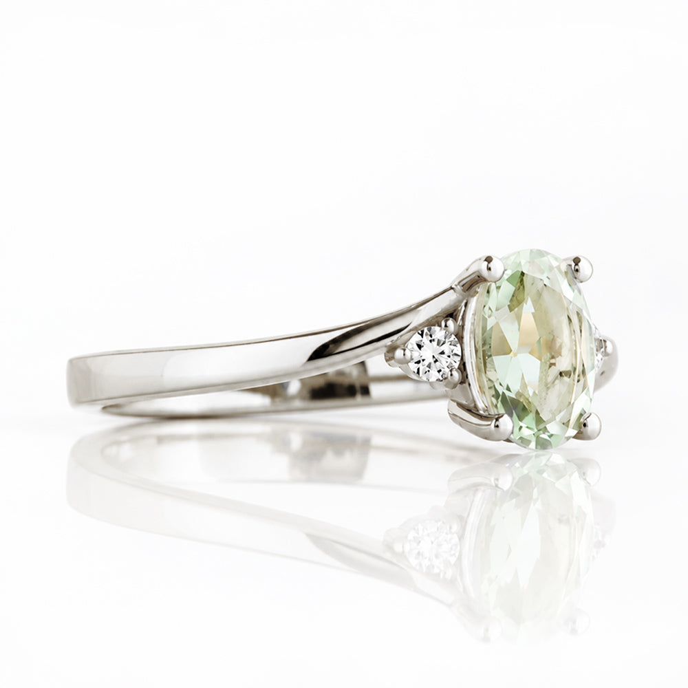 Georgie, a Prasiolite and Diamond Trilogy Ring - Victoria's Jewellery