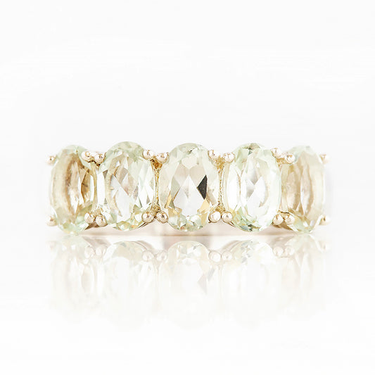 Arabella, a Prasiolite Oval cut Half Eternity Ring