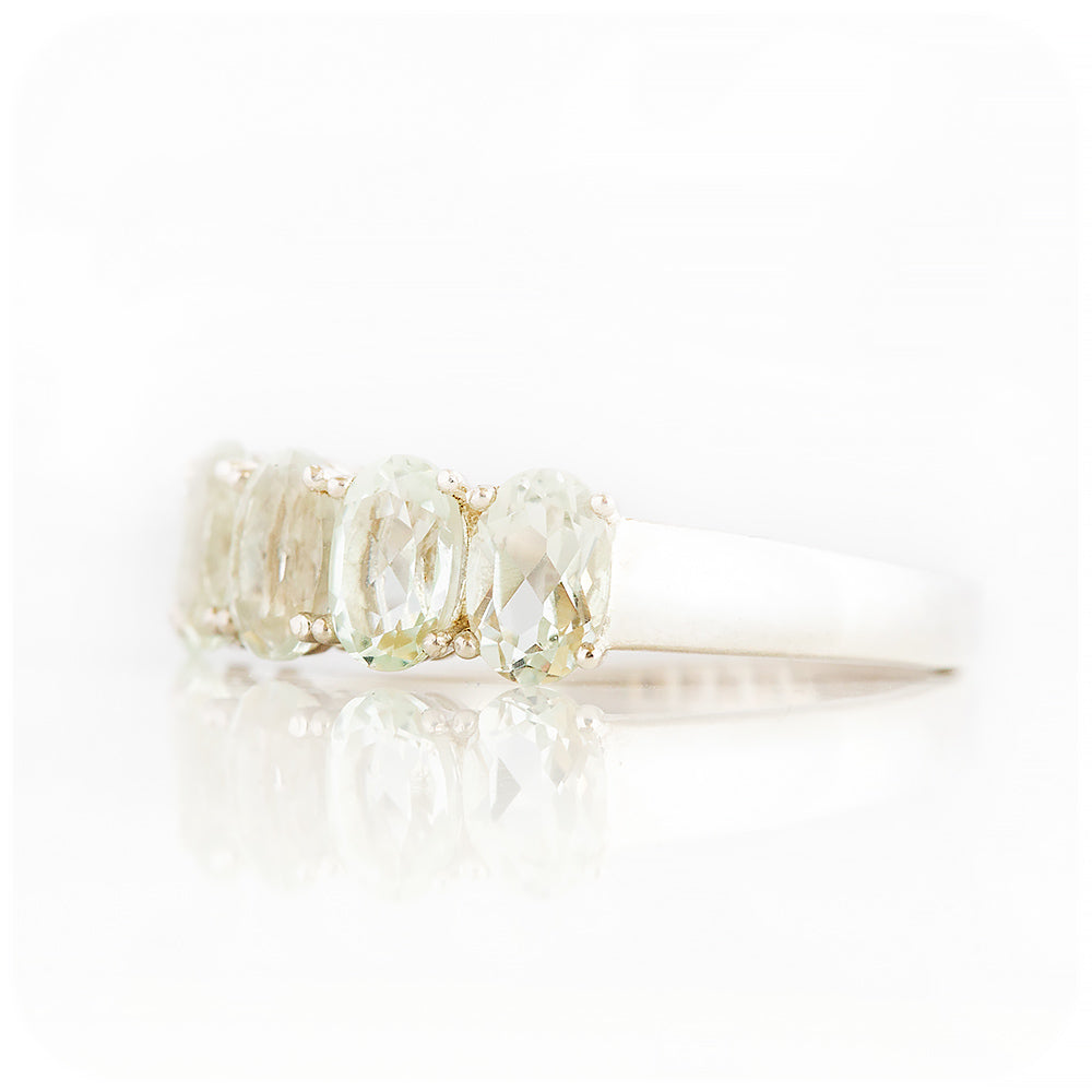 Oval cut Prasiolite Half Eternity Anniversary Ring - Victoria's Jewellery