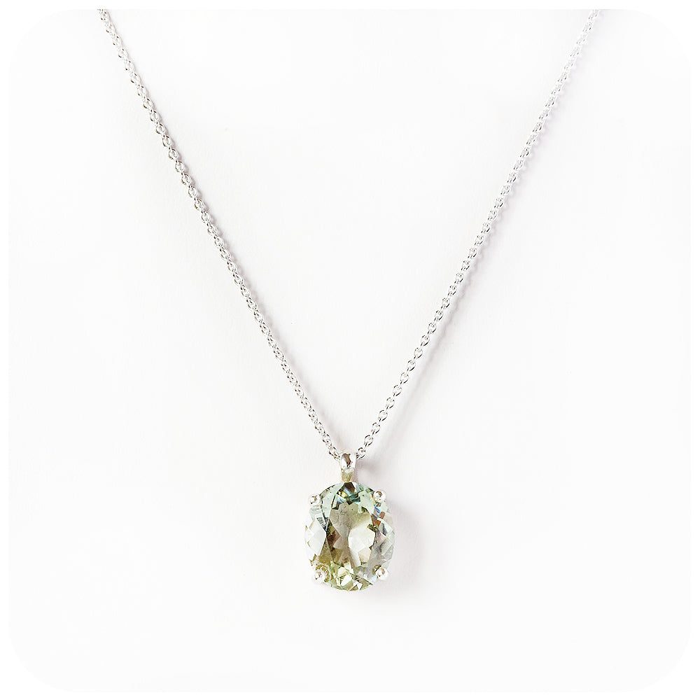 Lana, an Oval cut Prasiolite Pendant and Chain