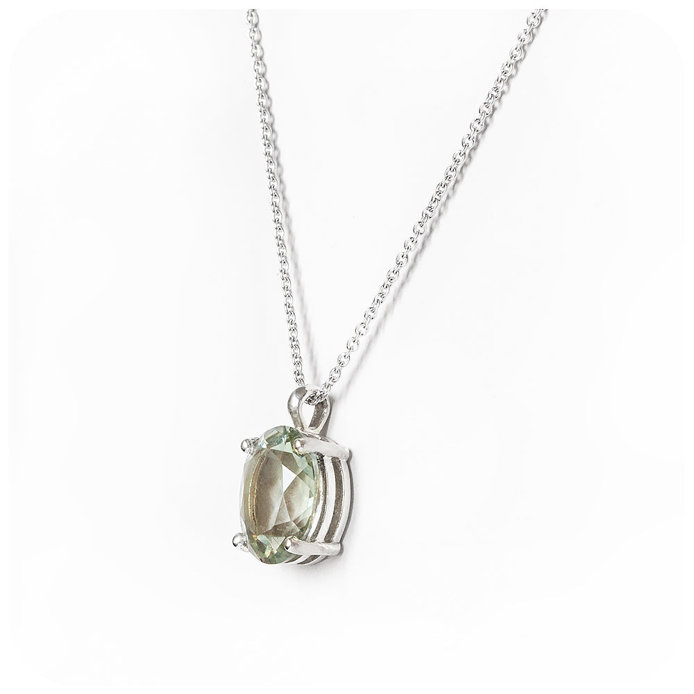 Lana, an Oval cut Prasiolite Pendant and Chain