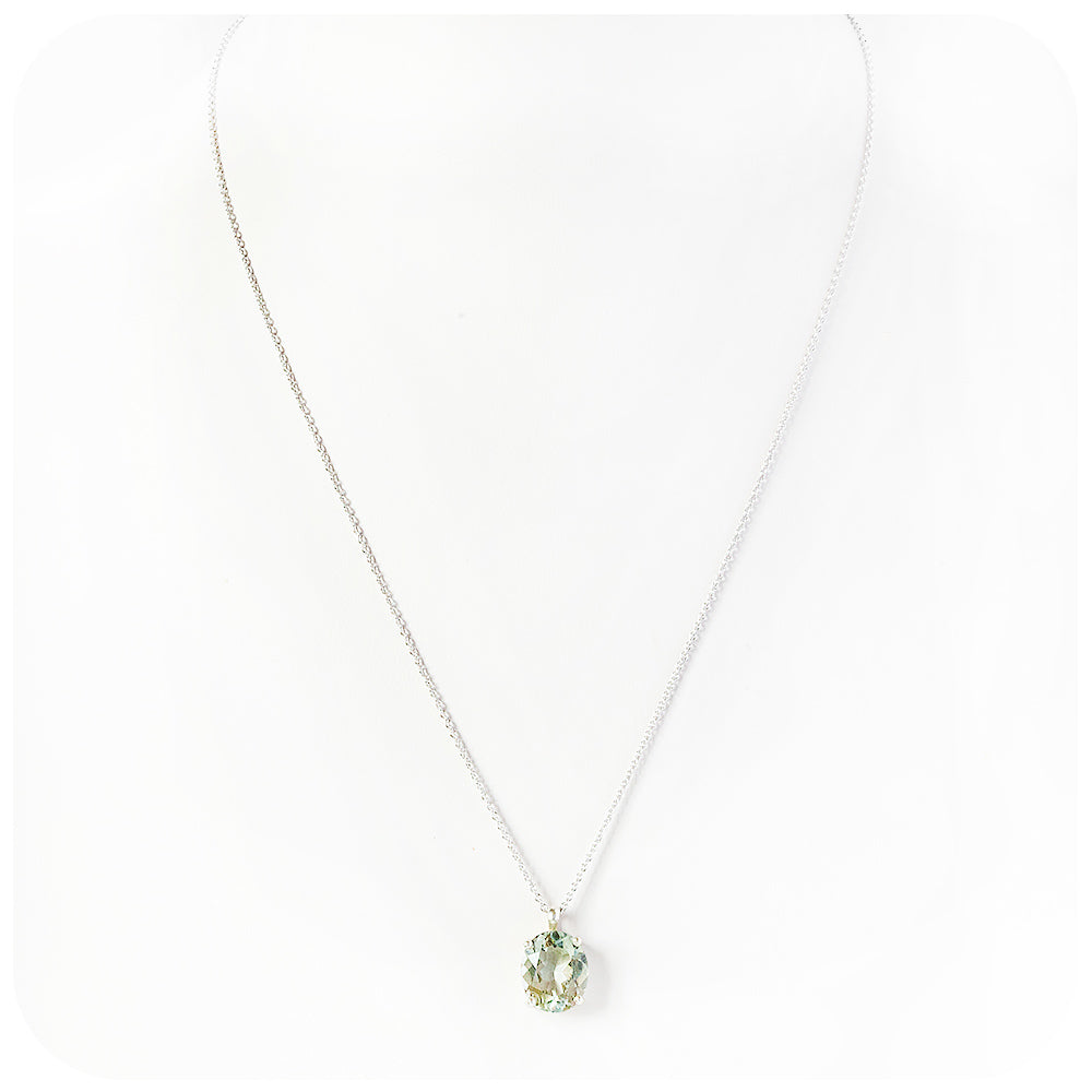 Lana, an Oval cut Prasiolite Pendant and Chain