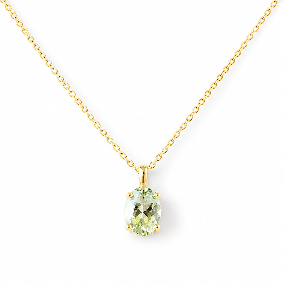 Luna, Oval cut Prasiolite Pendant - 8x6mm