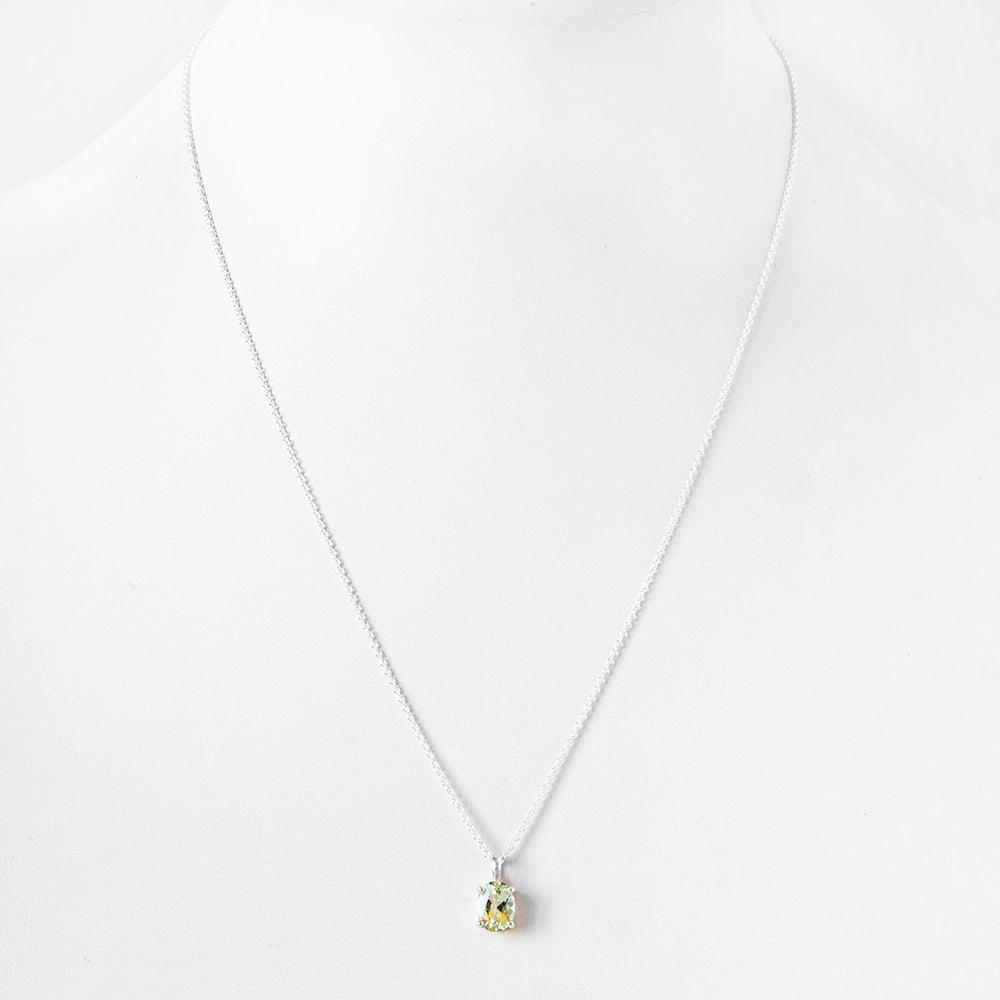 Luna, an Oval cut Prasiolite Necklace - 8x6mm