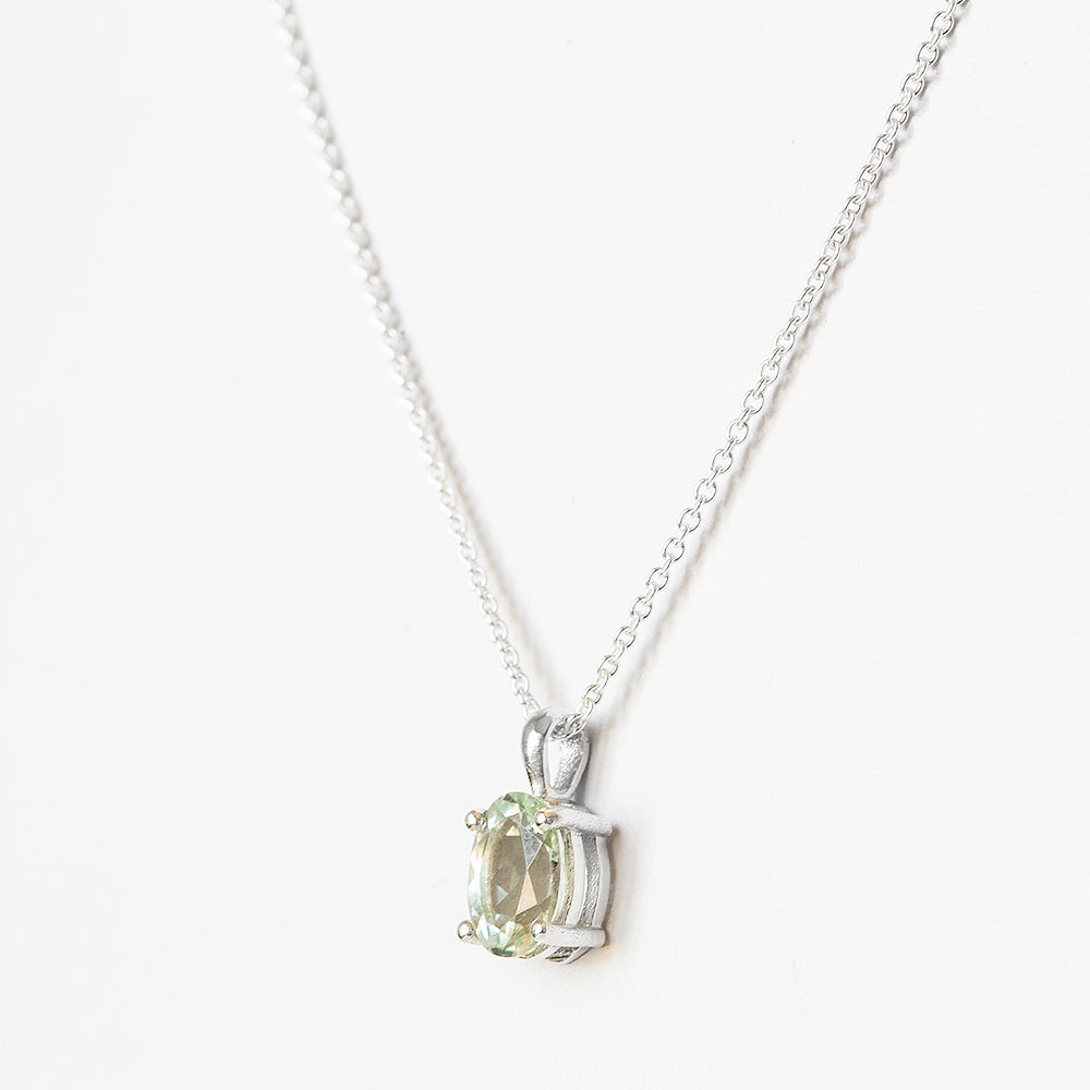 Luna, an Oval cut Prasiolite Necklace - 8x6mm