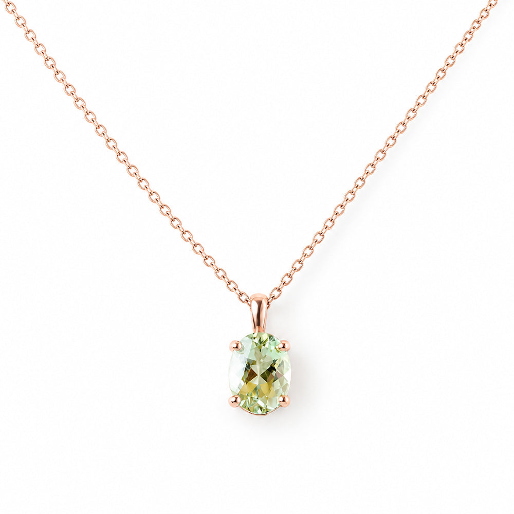 Luna, Oval cut Prasiolite Pendant - 8x6mm