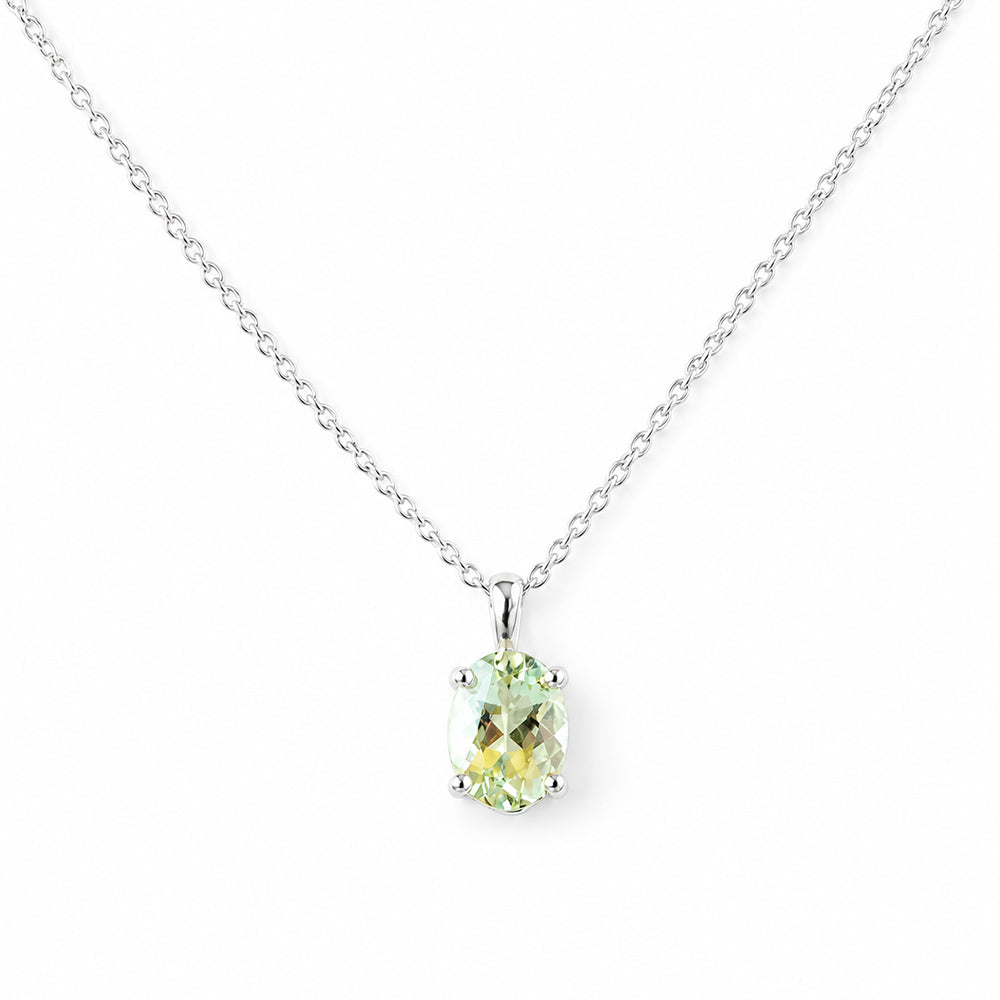 Luna, Oval cut Prasiolite Pendant - 8x6mm