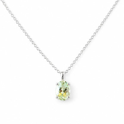 Luna, Oval cut Prasiolite Pendant - 8x6mm