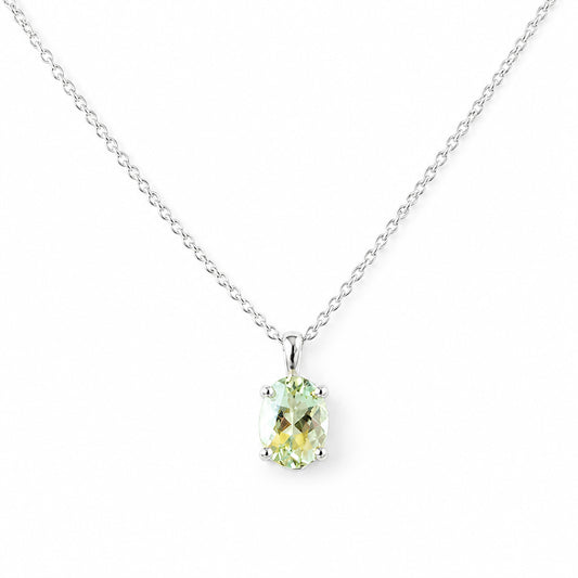 Luna, Oval cut Prasiolite Pendant - 8x6mm