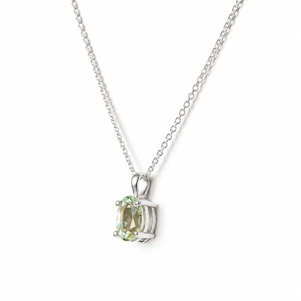 Luna, Oval cut Prasiolite Pendant - 8x6mm