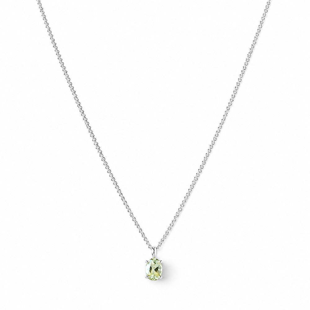 Luna, Oval cut Prasiolite Pendant - 8x6mm