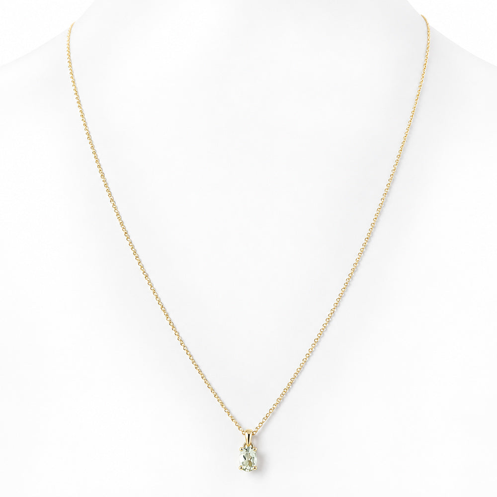 Luna, Oval cut Prasiolite Pendant - 7x5mm - Victoria's Jewellery