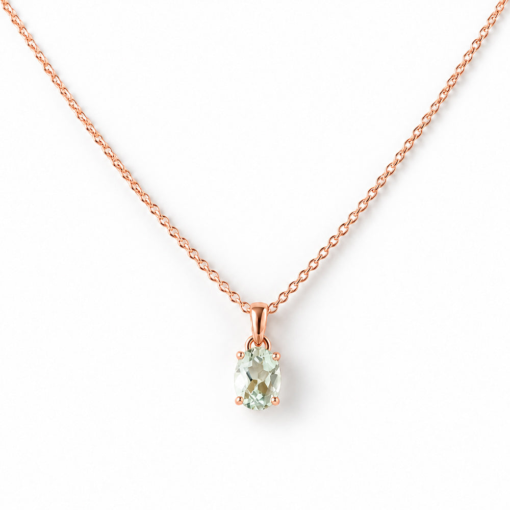 Luna, Oval cut Prasiolite Pendant - 7x5mm - Victoria's Jewellery