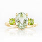 Hallie, an Oval cut Prasiolite and Peridot Trilogy Ring - Victoria's Jewellery