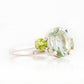 Hallie, an Oval cut Prasiolite and Peridot Trilogy Ring