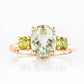 Hallie, an Oval cut Prasiolite and Peridot Trilogy Ring - Victoria's Jewellery