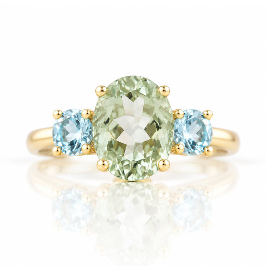 Hallie, a Prasiolite and Topaz Trilogy Ring - Victoria's Jewellery