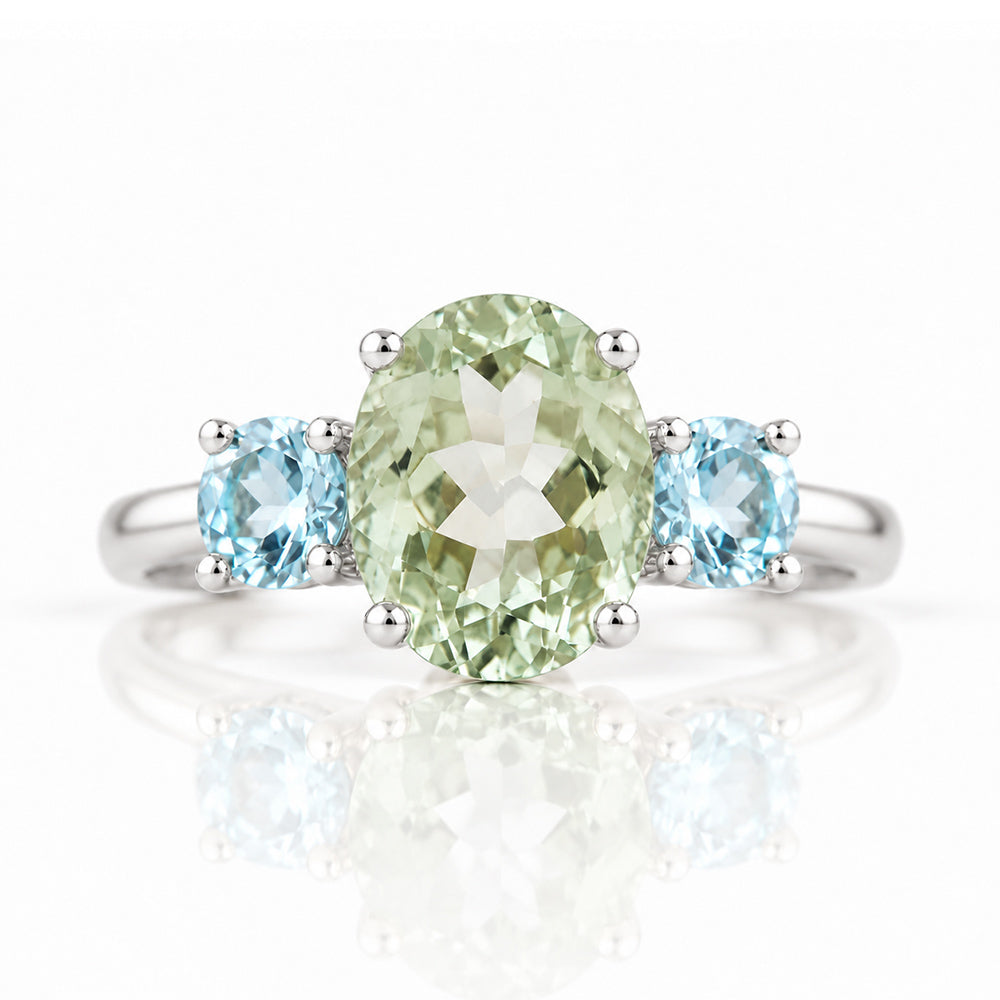 Hallie, a Prasiolite and Topaz Trilogy Ring - Victoria's Jewellery
