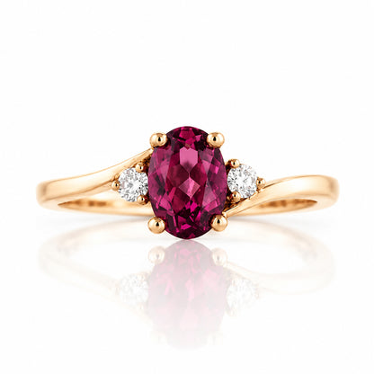 Georgie, a Rhodolite Garnet and Diamond Trilogy Ring - Victoria's Jewellery