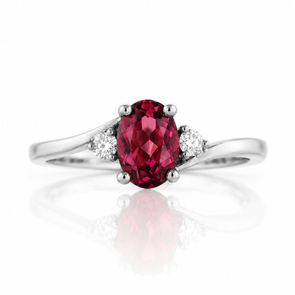 Georgie, a Rhodolite Garnet and Diamond Trilogy Ring - Victoria's Jewellery