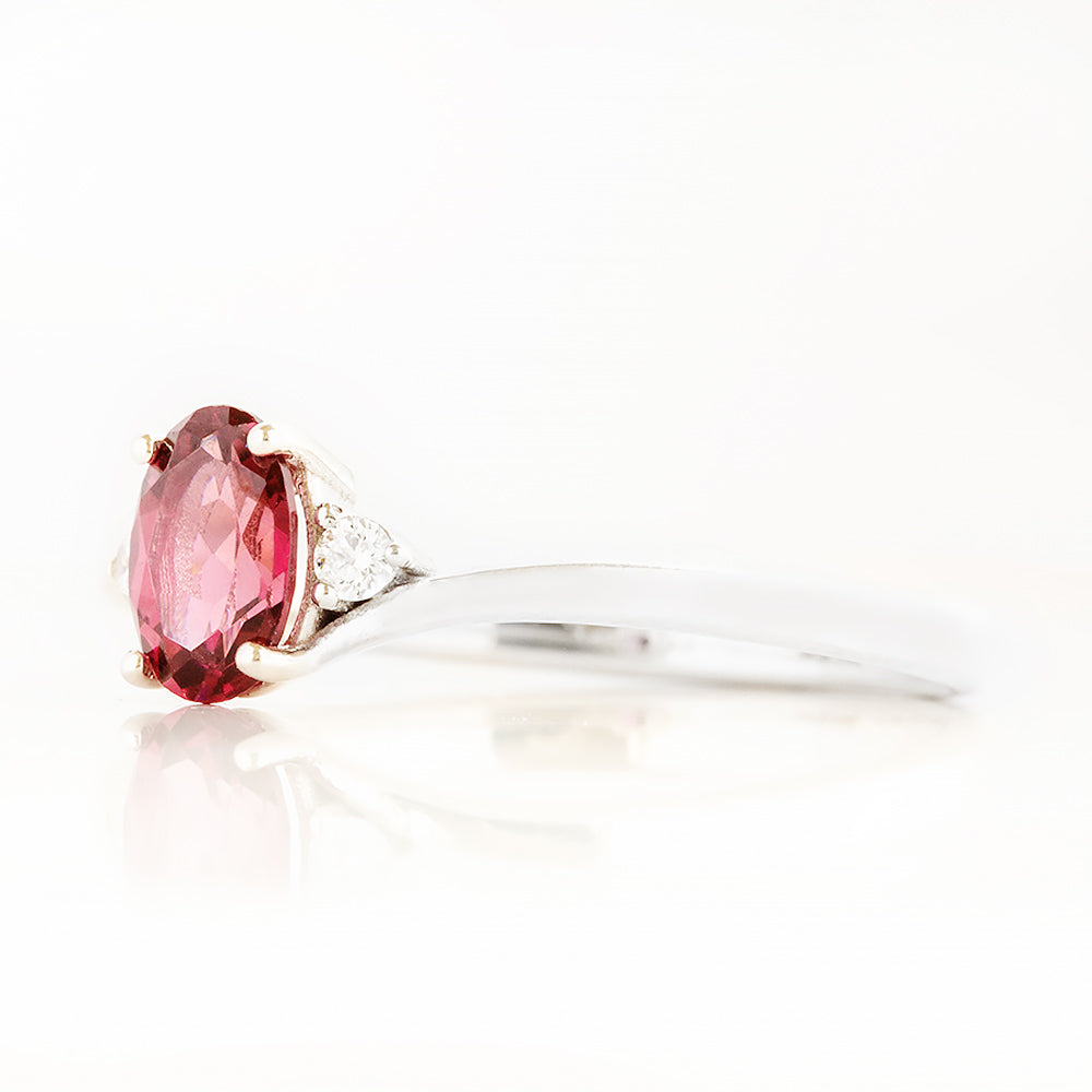 Georgie, a Rhodolite Garnet and Diamond Trilogy Ring