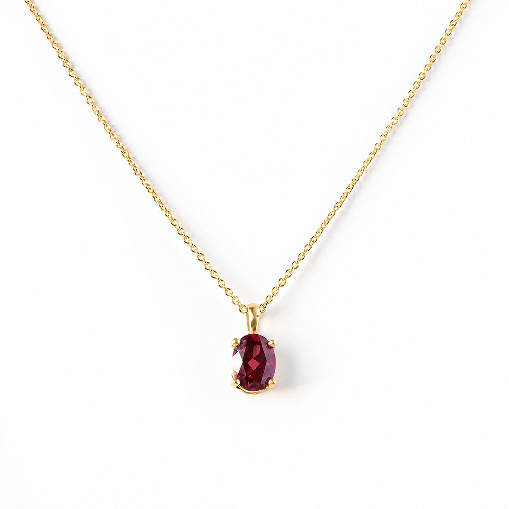 Luna, Oval cut Rhodolite Garnet Pendant - 8x6mm