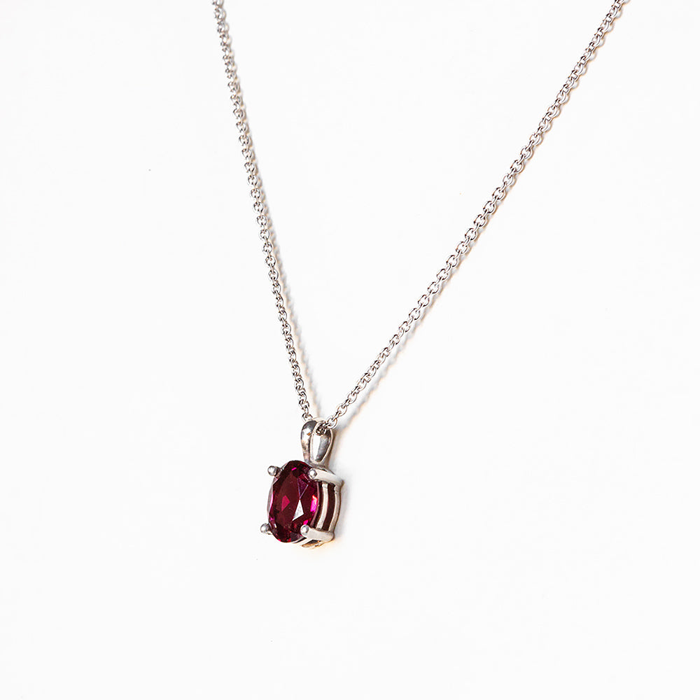 Luna, Oval cut Rhodolite Garnet Pendant - 8x6mm