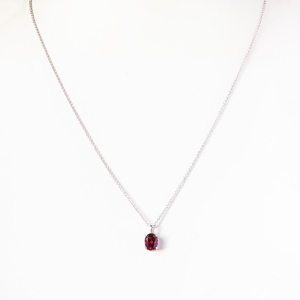 Luna, Oval cut Rhodolite Garnet Pendant - 8x6mm