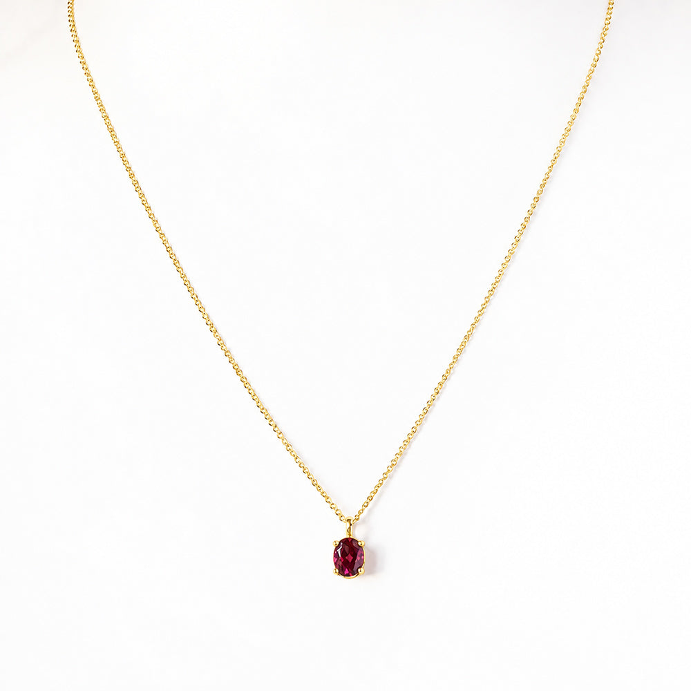 Luna, Oval cut Rhodolite Garnet Pendant - 8x6mm