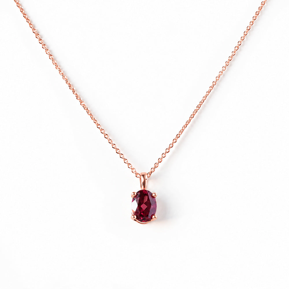 Luna, Oval cut Rhodolite Garnet Pendant - 8x6mm