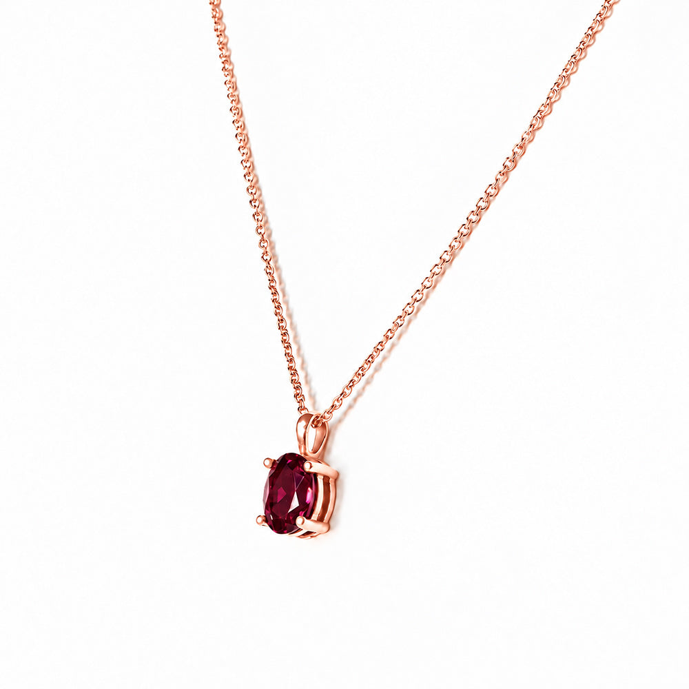 Luna, Oval cut Rhodolite Garnet Pendant - 8x6mm