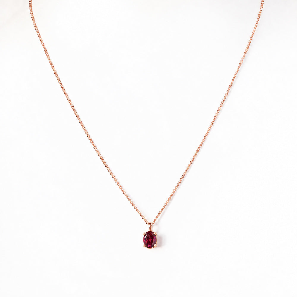 Luna, Oval cut Rhodolite Garnet Pendant - 8x6mm