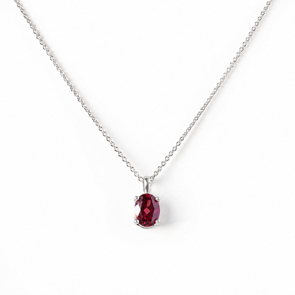 Luna, Oval cut Rhodolite Garnet Pendant - 8x6mm