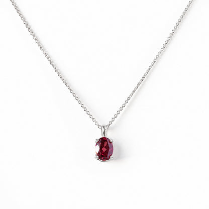 Luna, Oval cut Rhodolite Garnet Pendant - 8x6mm