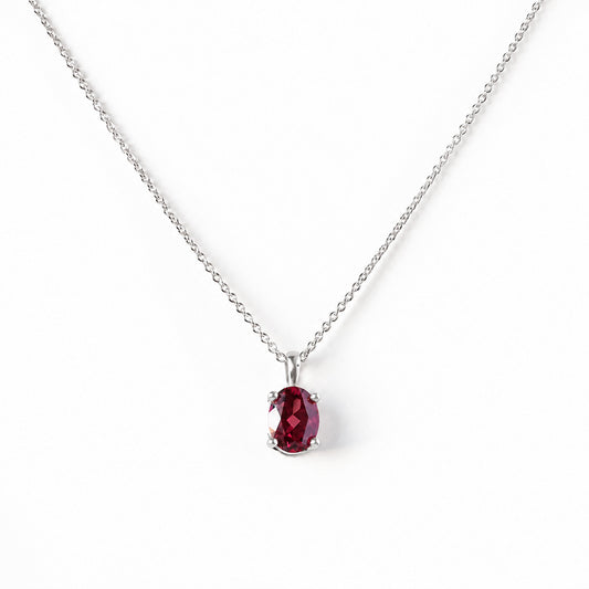 Luna, Oval cut Rhodolite Garnet Pendant - 8x6mm