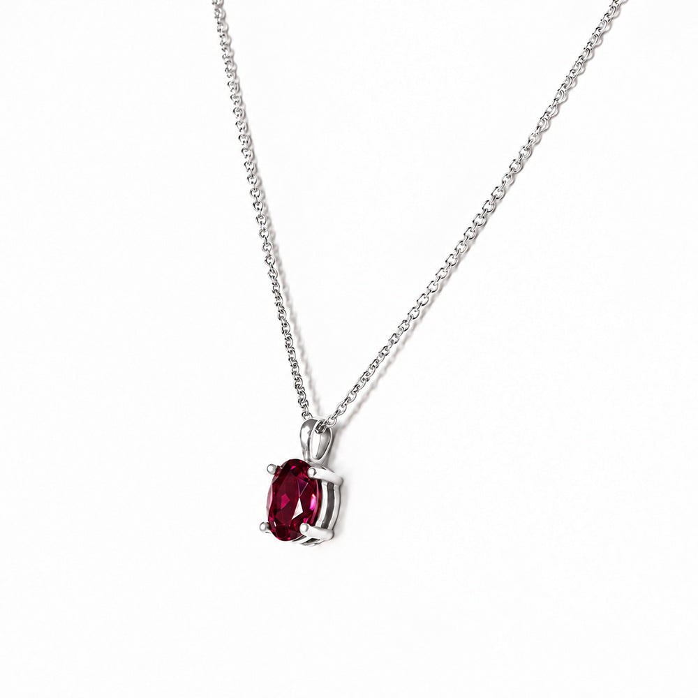 Luna, Oval cut Rhodolite Garnet Pendant - 8x6mm