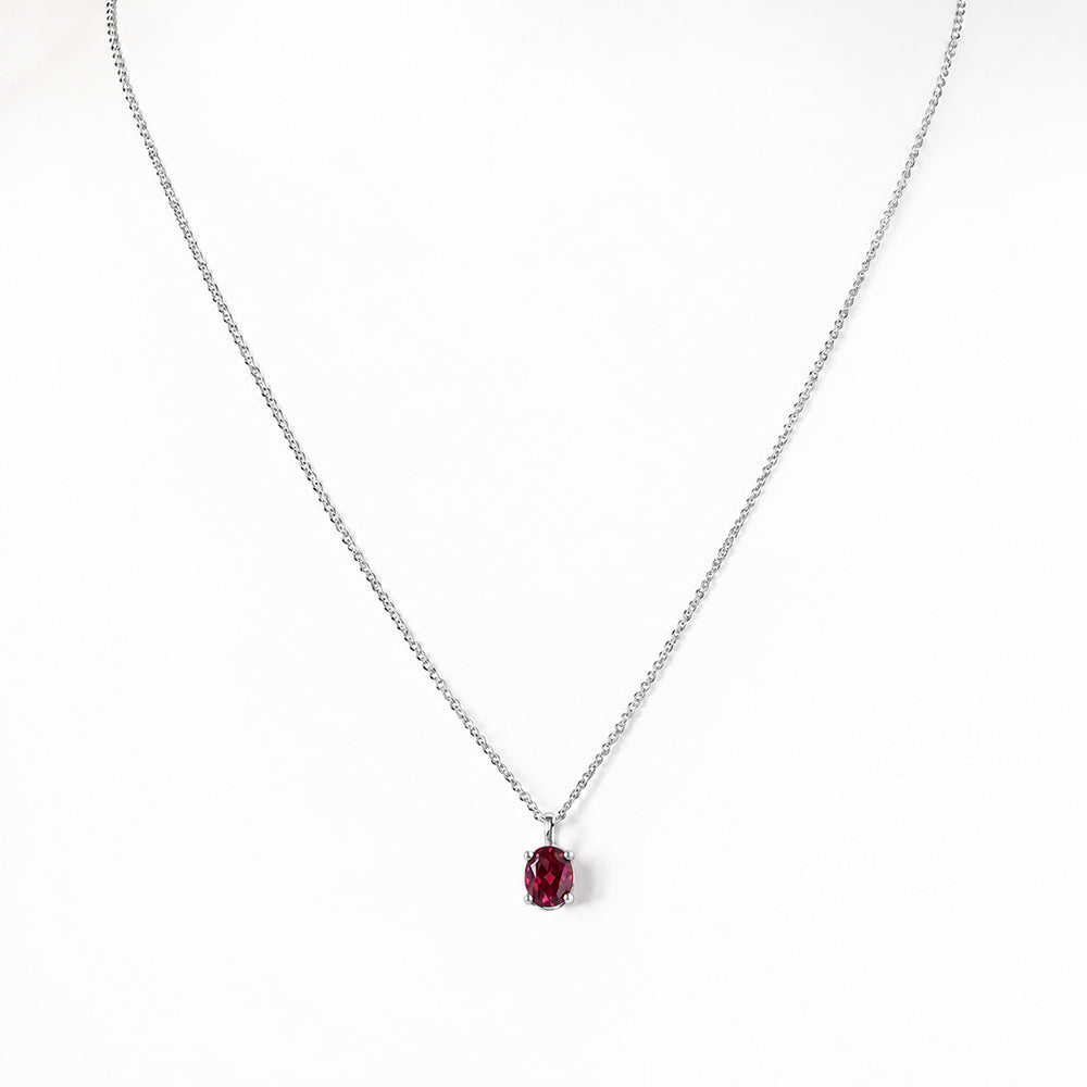 Luna, Oval cut Rhodolite Garnet Pendant - 8x6mm