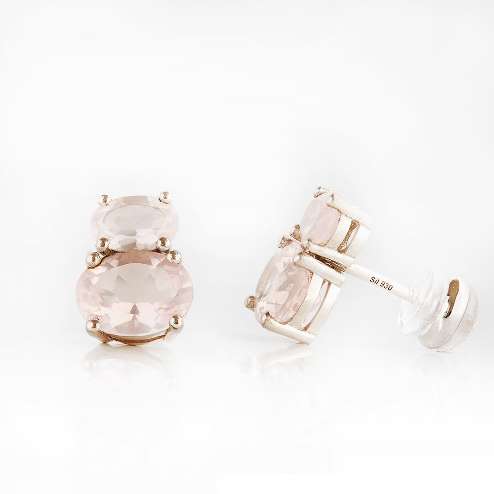 Georgie, Rose Quartz Stud Earrings