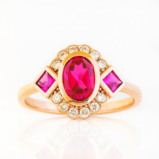 Leonor, a Lab Grown Ruby and Diamond Ring