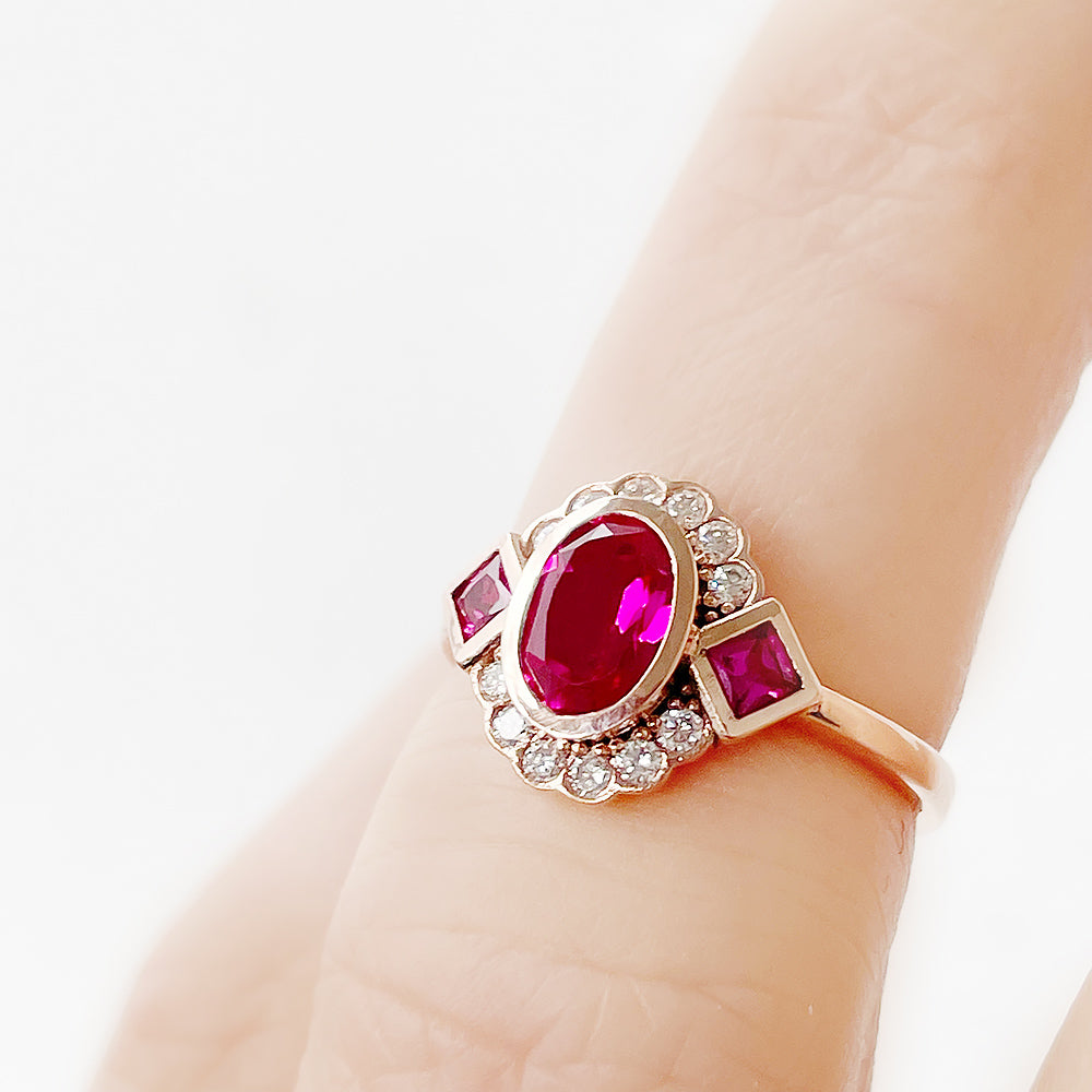 Leonor, a Lab Grown Ruby and Diamond Ring