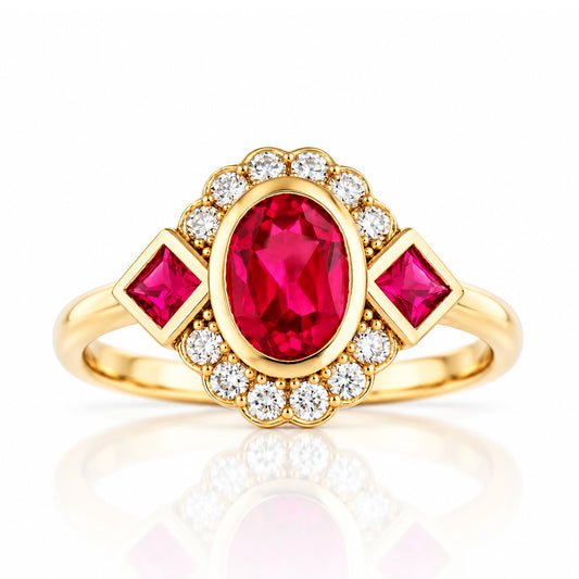 Leonor, a Lab Grown Ruby and Diamond Ring - Victoria's Jewellery