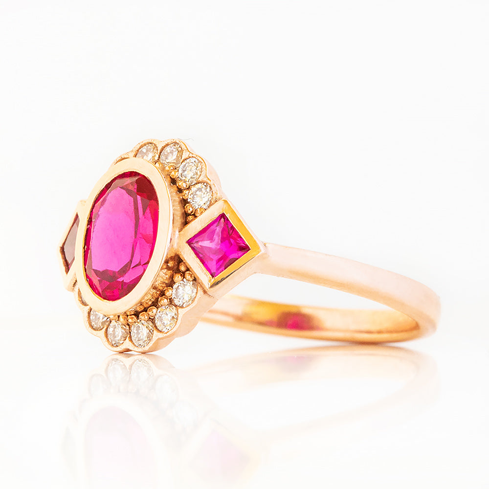 Leonor, a Lab Grown Ruby and Diamond Ring