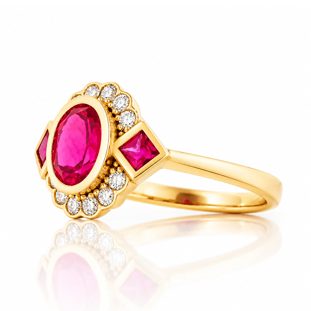 Leonor, a Lab Grown Ruby and Diamond Ring - Victoria's Jewellery