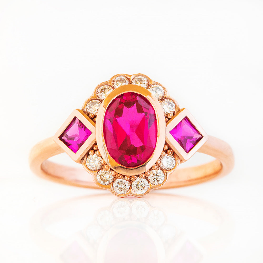 Leonor, a Lab Grown Ruby and Diamond Ring