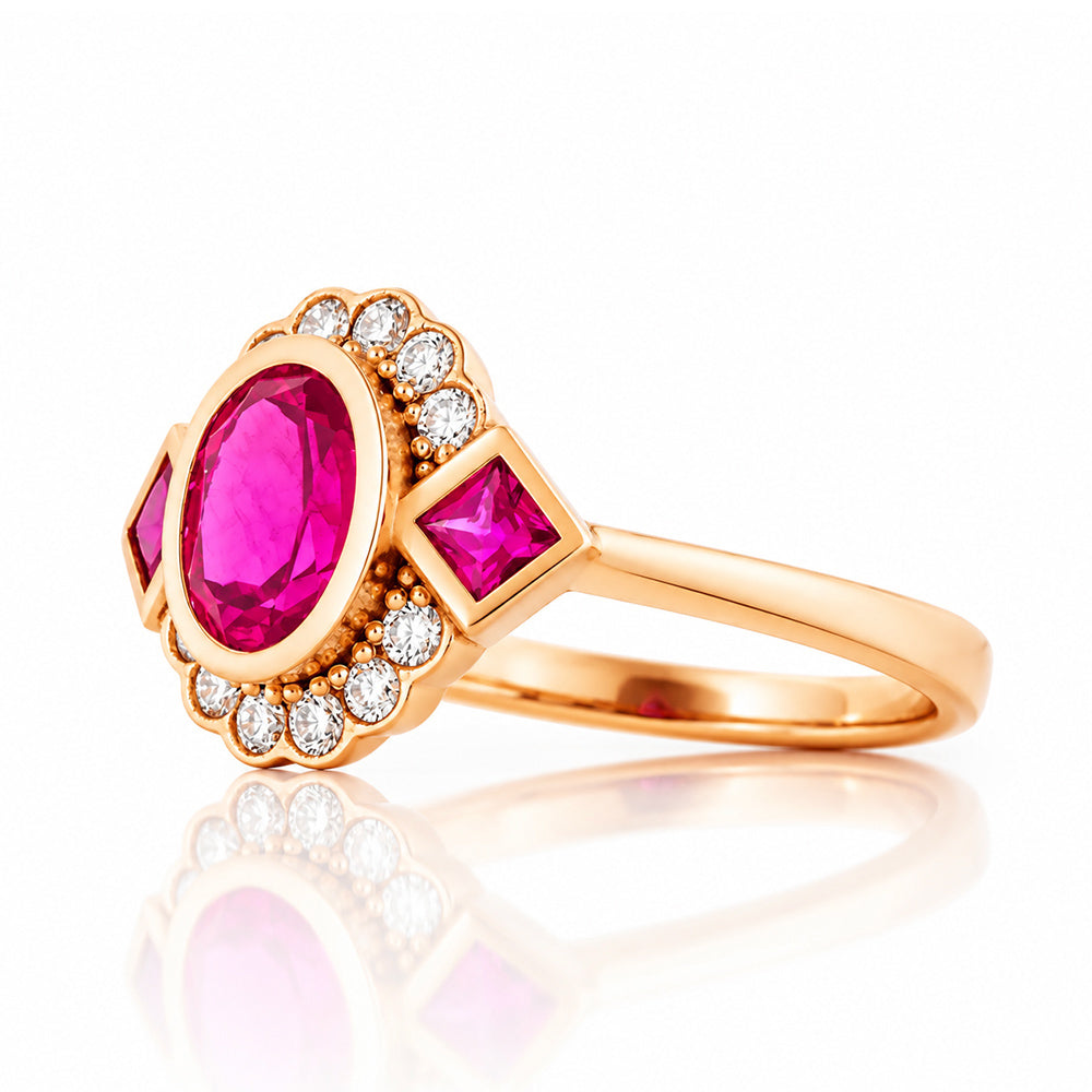 Leonor, a Lab Grown Ruby and Diamond Ring - Victoria's Jewellery