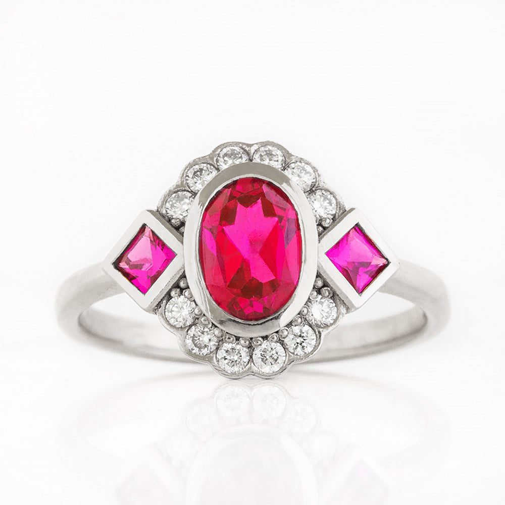 Leonor, a Lab Grown Ruby and Diamond Ring